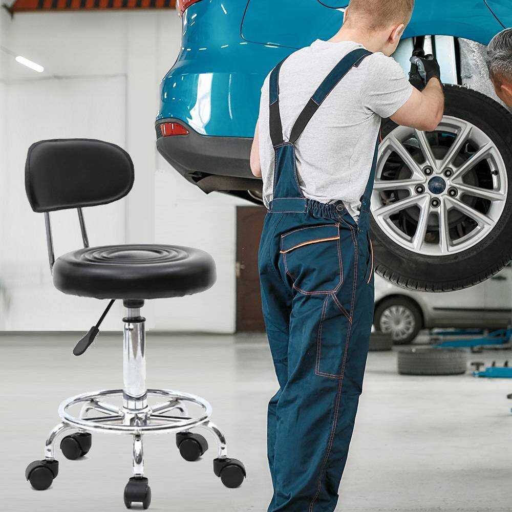 Back. Winado - Rolling Garage Stool Adjustable Mechanic Work Shop Seat Salon Swivel Chair Office Chair - Black.