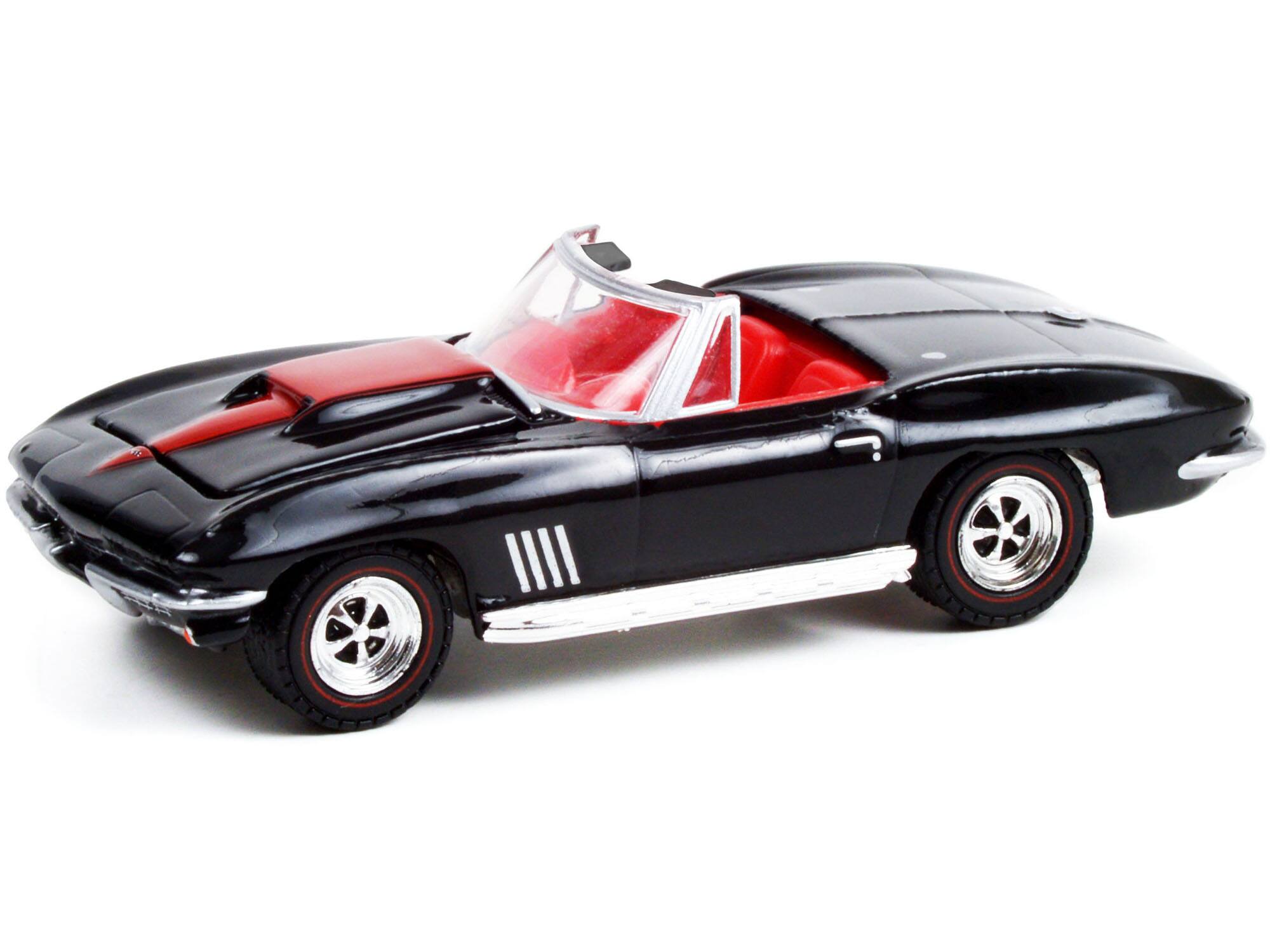 Alt View 1. Greenlight - 1967 Chevrolet Corvette Convertible Black w/Red Stripe & Red Interior (Lot #1367) B Jackson 1/64 Model Car by Greenlight.