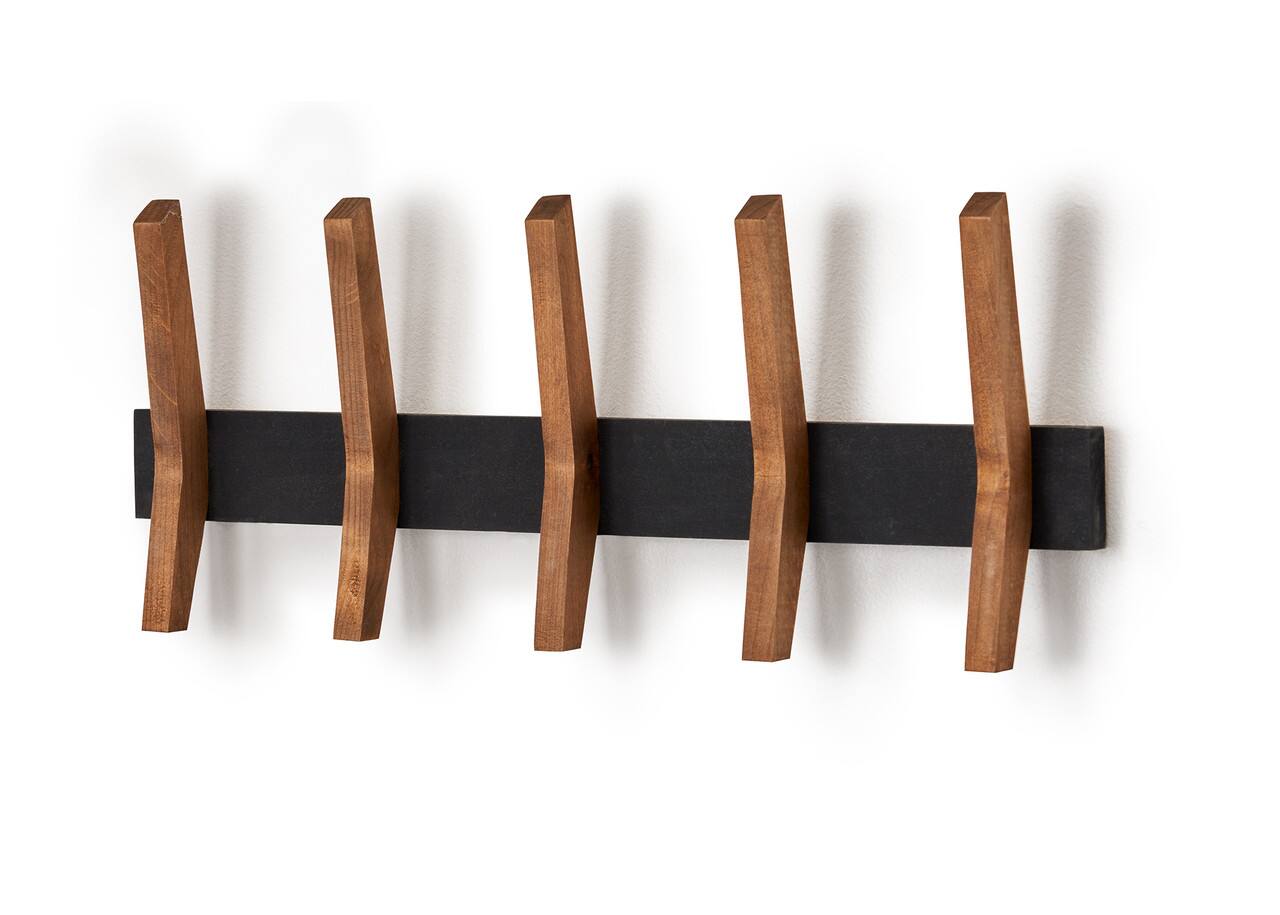 Alt View 14. TRINITY - DRAKESTONE Mid-Century Coat Rack w/ 5 Wooden Hooks Black - Black.