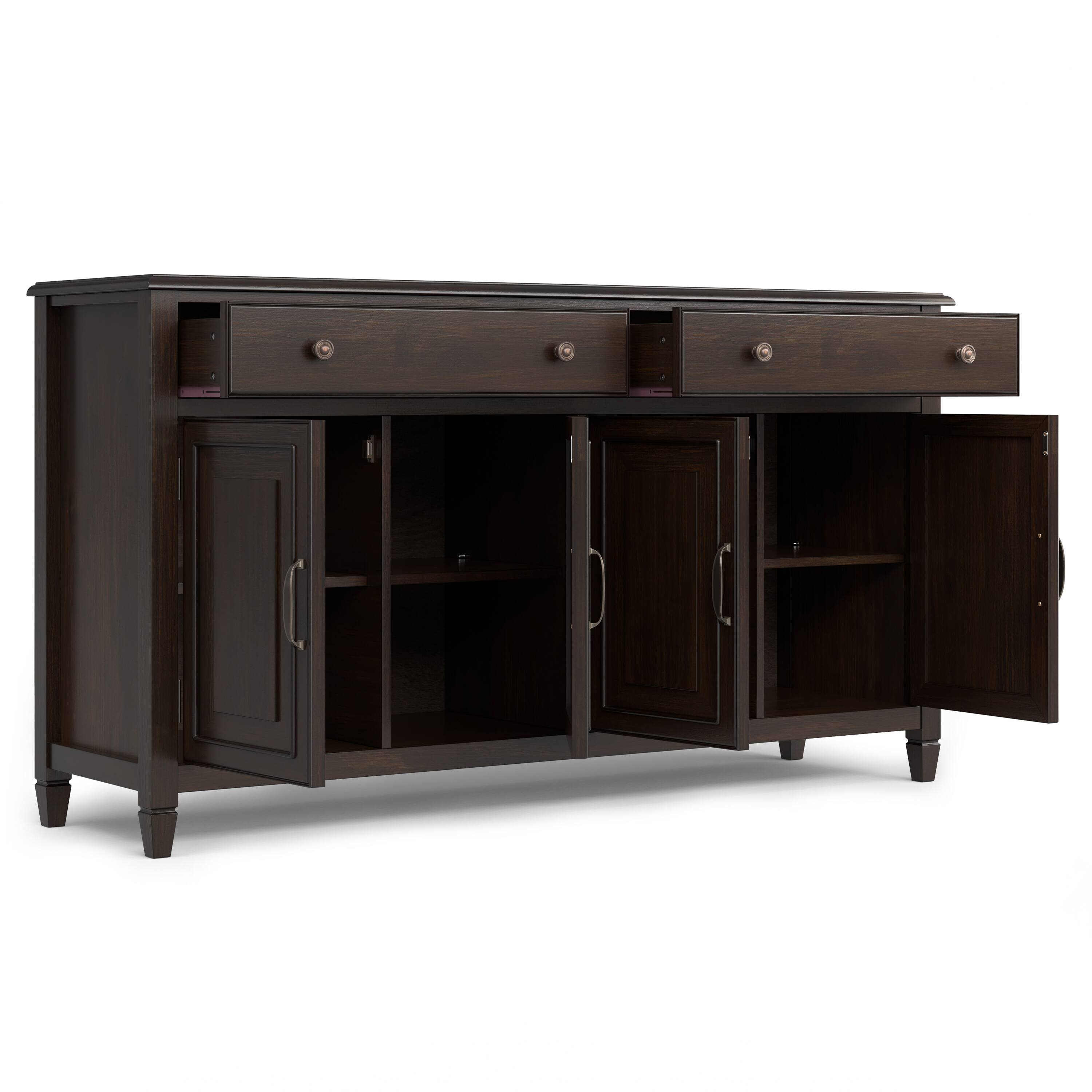 Alt View 11. Simpli Home - Connaught Large Sideboard Buffet Storage Cabinet - Dark Chestnut Brown.
