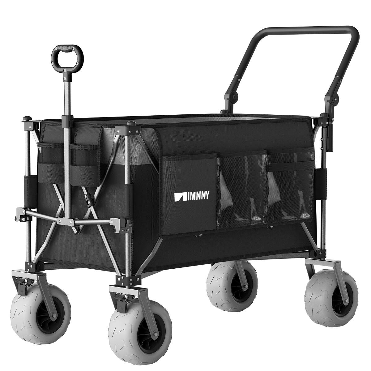 Left. Loheer - Loheer 400L Heavy-Duty Folding Wagon with Large Wheels, Adjustable Push-Pull Handles for Beach Camping.