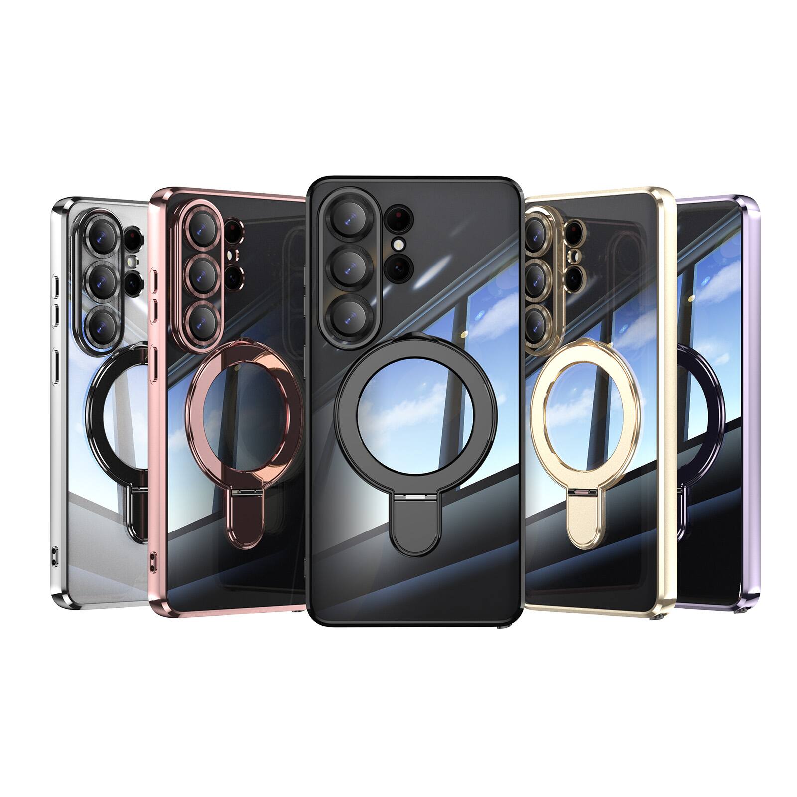 Alt View 3. Dteck - Clear Mag Safe Case for Samsung Galaxy S26 Ultra,Transparent Back Plated Bumper Shockproof Metal Stand Cover + Lens Film - Silver.