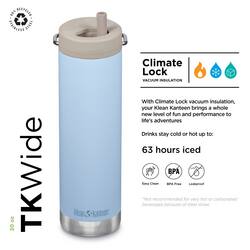 MEAIE 20 oz TKWide Klean Kanteen Climate Lock VACIUM With Climate Lock vacuum insulation, your Klean Kanteen brings a whole new level of fun and performance to life's adventures. Drinks stay cold or hot up to: 63 hours iced. BPA or of