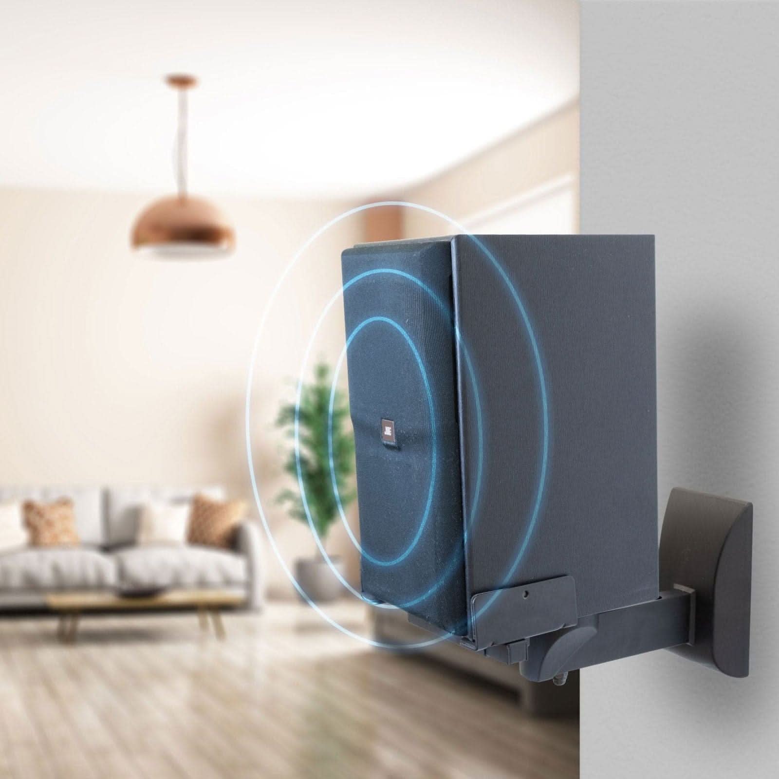 Angle. Mount-It! - Speaker Wall Mounts with Sliding Clamps Pair for Adjustable Positioning & Secure Installation - Black.