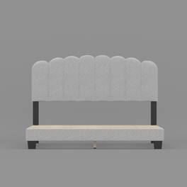 Famapy - Upholstered Bed Frame: Curved Headboard, Reinforced Slats & High Load - Bearing - White