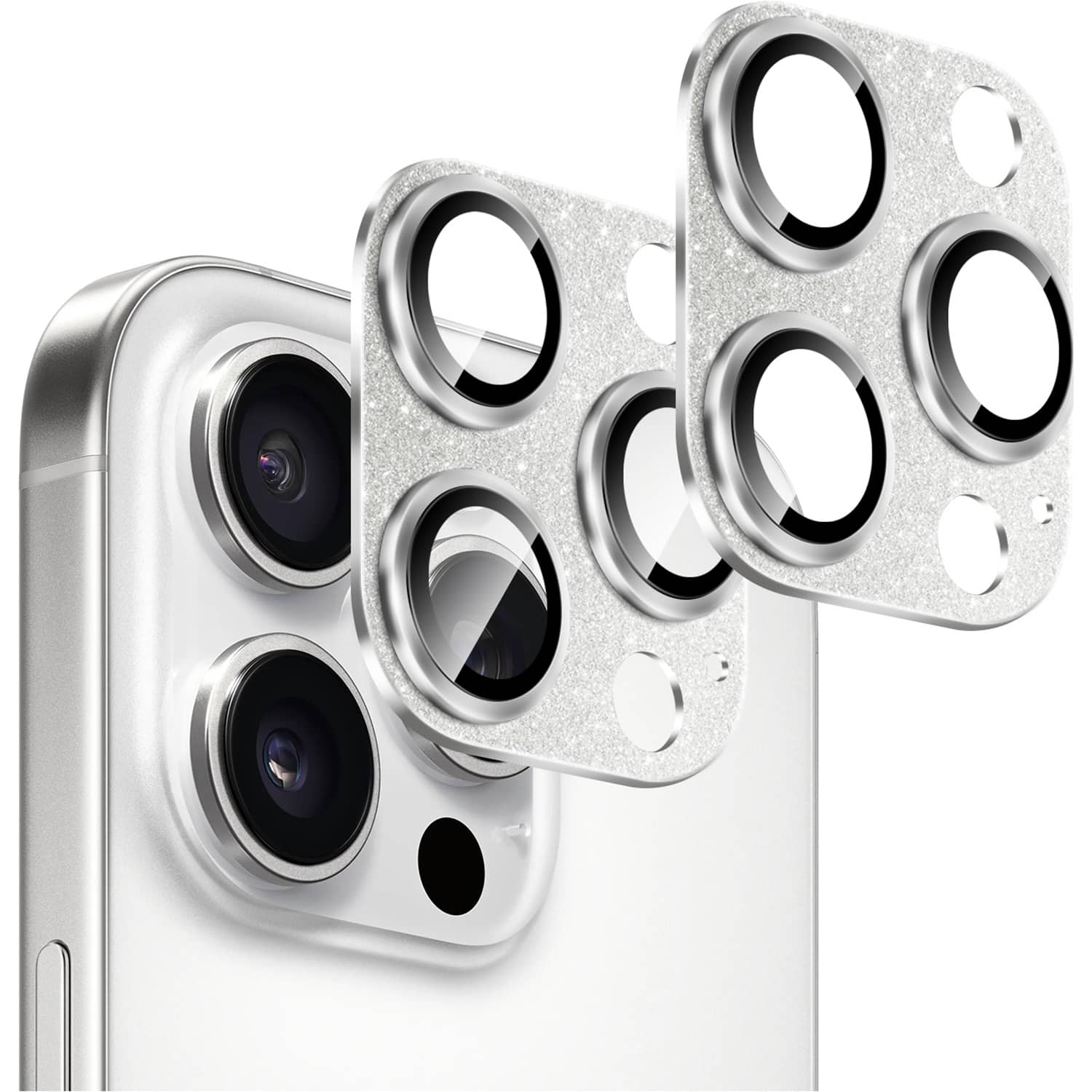 Angle. SaharaCase - Ultra-Strong Camera Lens Protector for Apple iPhone 16 Pro and 16 Pro Max (2-Pack) - Glisten.