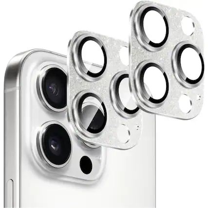 Angle. SaharaCase - Ultra-Strong Camera Lens Protector for Apple iPhone 16 Pro and 16 Pro Max (2-Pack) - Glisten.