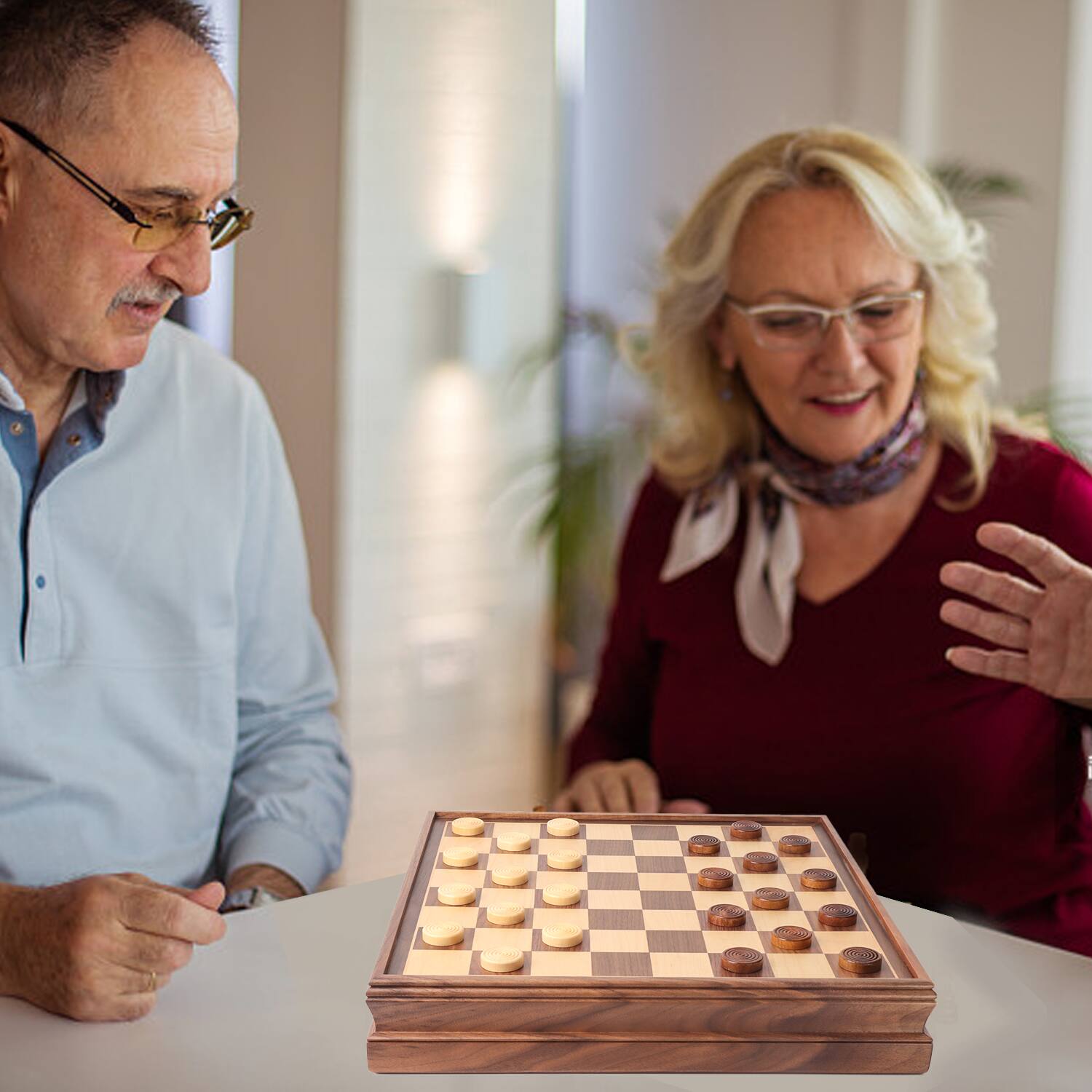 Alt View 2. GSE Games & Sports Expert - 15" Large Wooden 2-in-1 Chess and Checkers Board Game Combo Set with Drawer, Chess Checker Game Set.