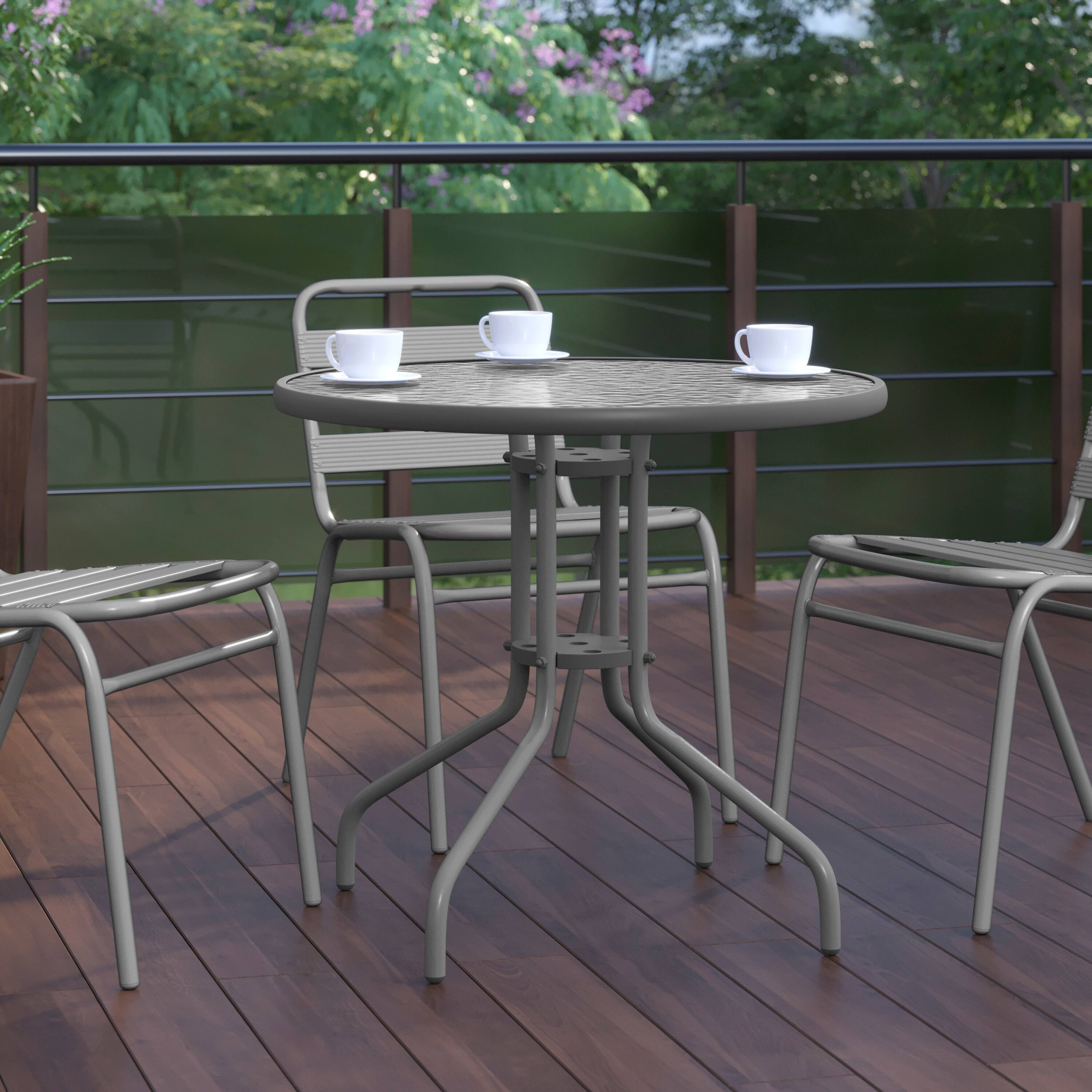 Alt View 3. Flash Furniture - Bellamy 31.5'' Silver Round Tempered Glass Metal Table - Gray.