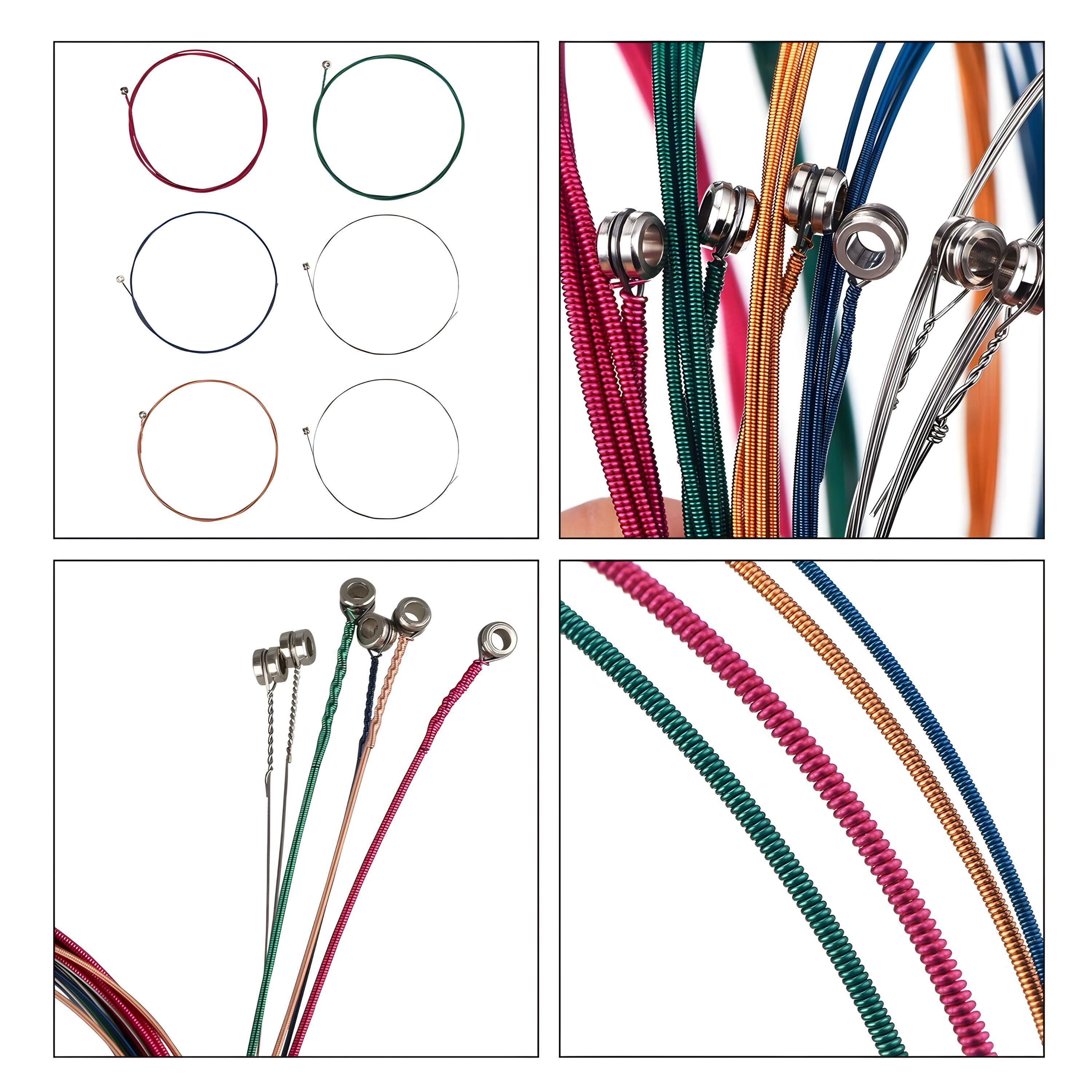 Left. Kitcheniva - 3 Sets of 6 Guitar Strings Replacement Steel String For Acoustic Guitar - Multicolor.