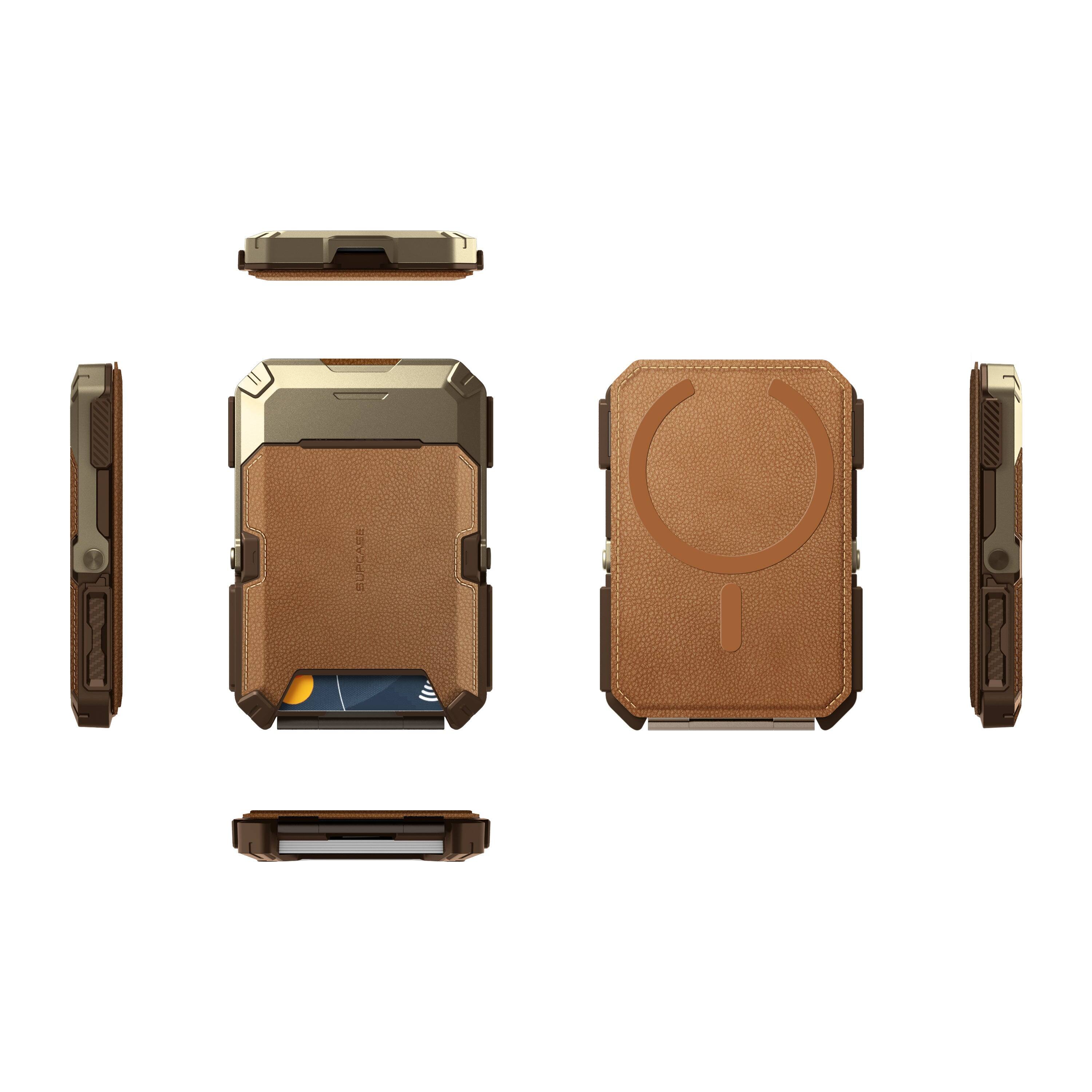 Alt View 9. SUPCASE - MagFlip Magnetic Wallet with Stand - 5-Card Storage, RFID Blocking, and Strong Magnetic Lock - Brown.