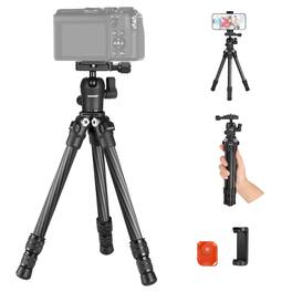 Neewer - TP09 Carbon Fiber Mini Tripod, 20", w/ Ball Head & Phone Holder