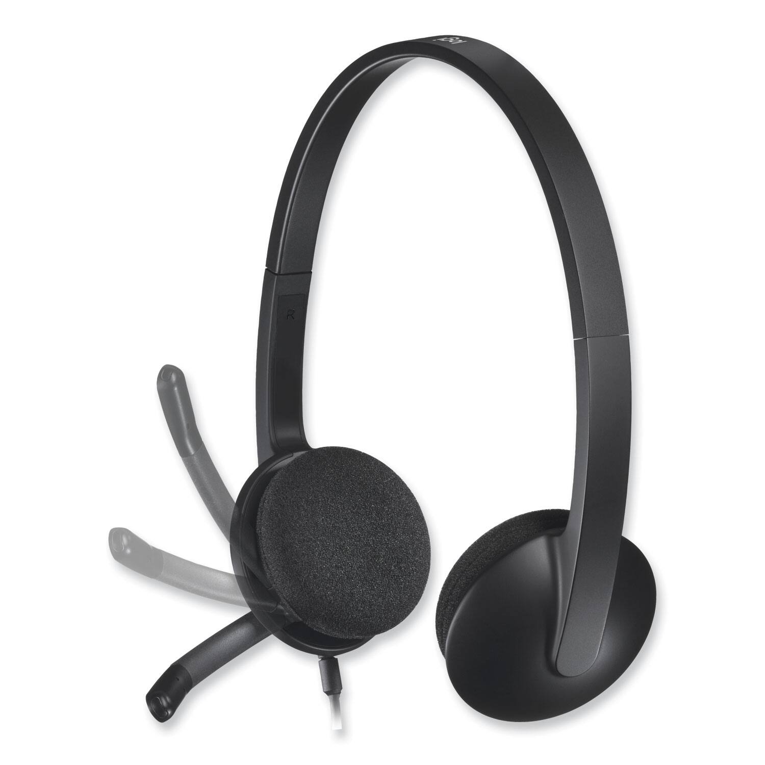 Alt View 4. Logitech - Logitech 981-000507 H340 On-Ear Headset - Binaural - Wired - USB - Black - Black.