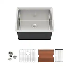 Lordear - 21x19x13 Inch Undermount Laundry Sink Workstation 16 Gauge RV Utility Sink Single Bowl Sink - Stainless Steel