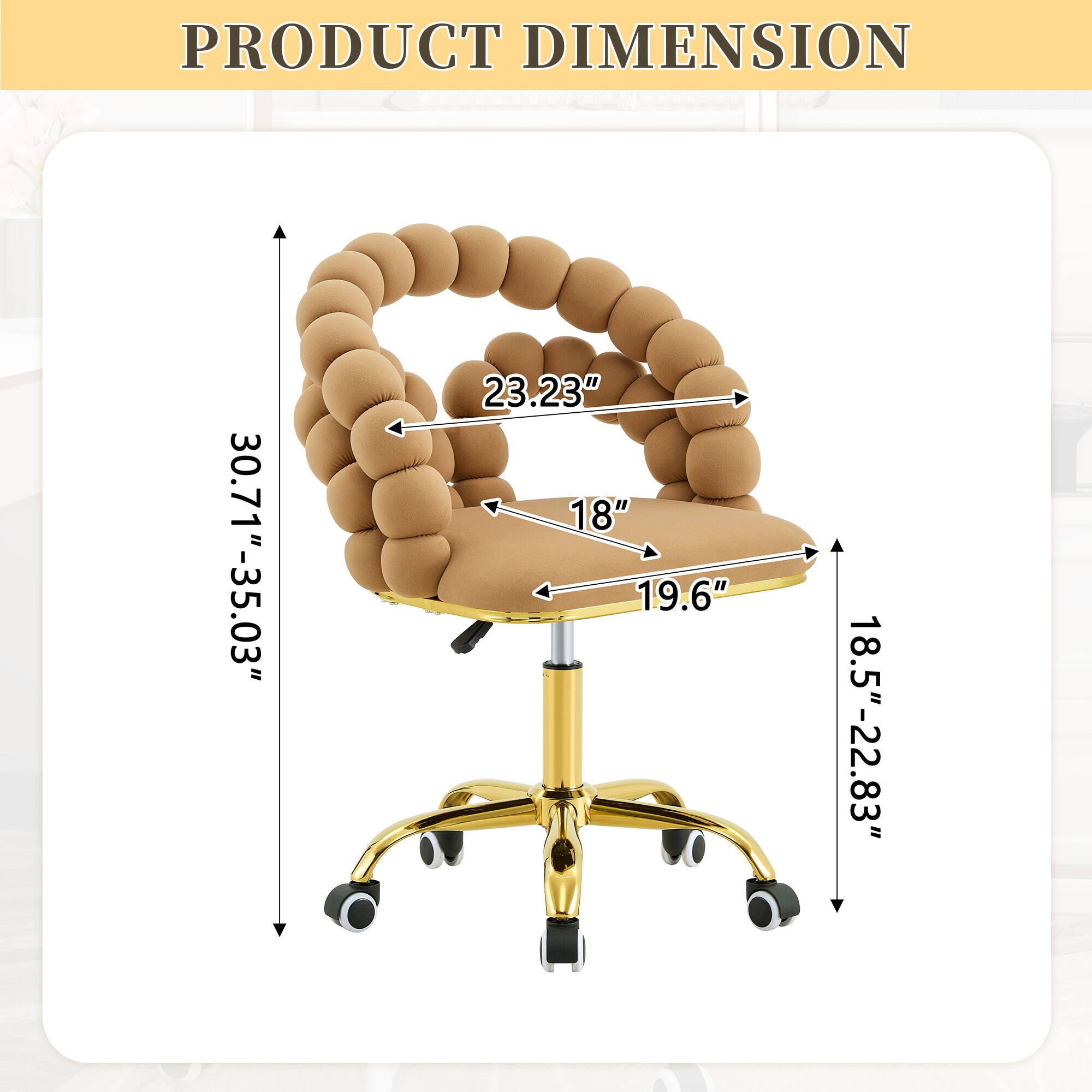 PRODUCT DIMENSION  
30.71"-35.03" x 23.23" x 18" x 19.6" x 18.5"-22.83"