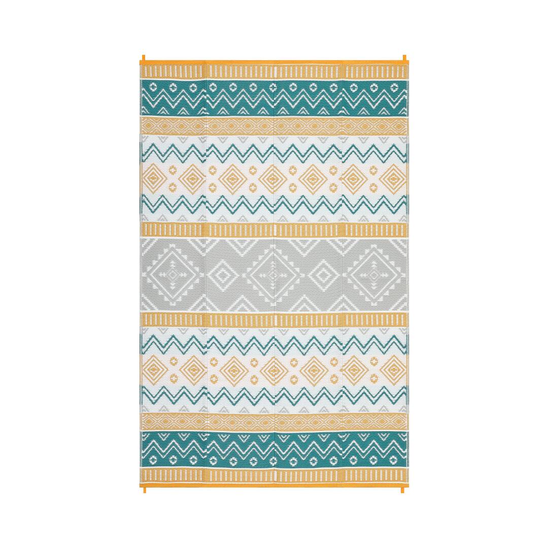 Front. GAOMON - Medallion Outdoor Area Rug Stain Resistant Waterproof UV Resistant Lightweight Carpet for Balcony Picnic Beach Vacation - Yellow Green Grey White.