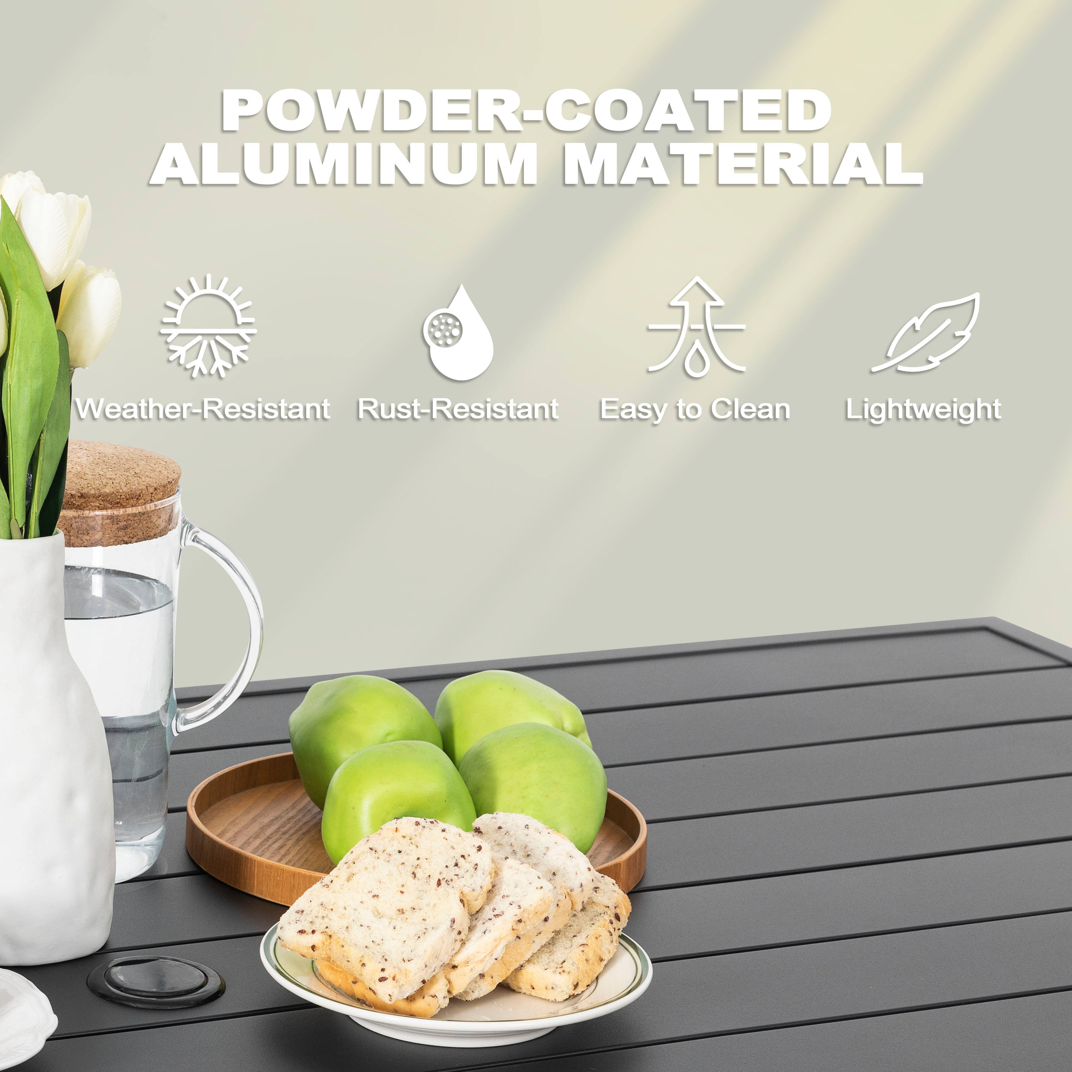 POWDER-COATED ALUMINUM MATERIAL  
Weather-Resistant  
Rust-Resistant  
Easy to Clean  
Lightweight