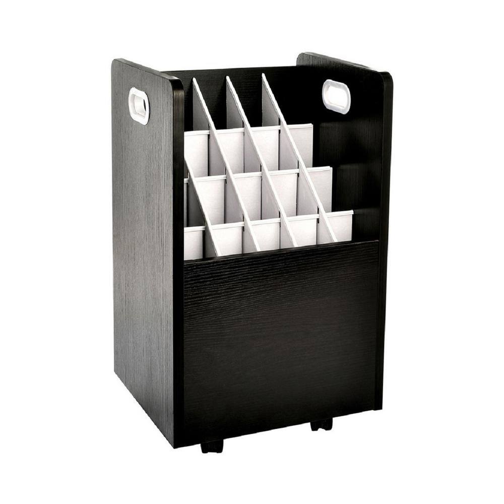 Front. AdirOffice - Blueprint Storage Wood 20-Slot Portable Roll File Cart - Black.