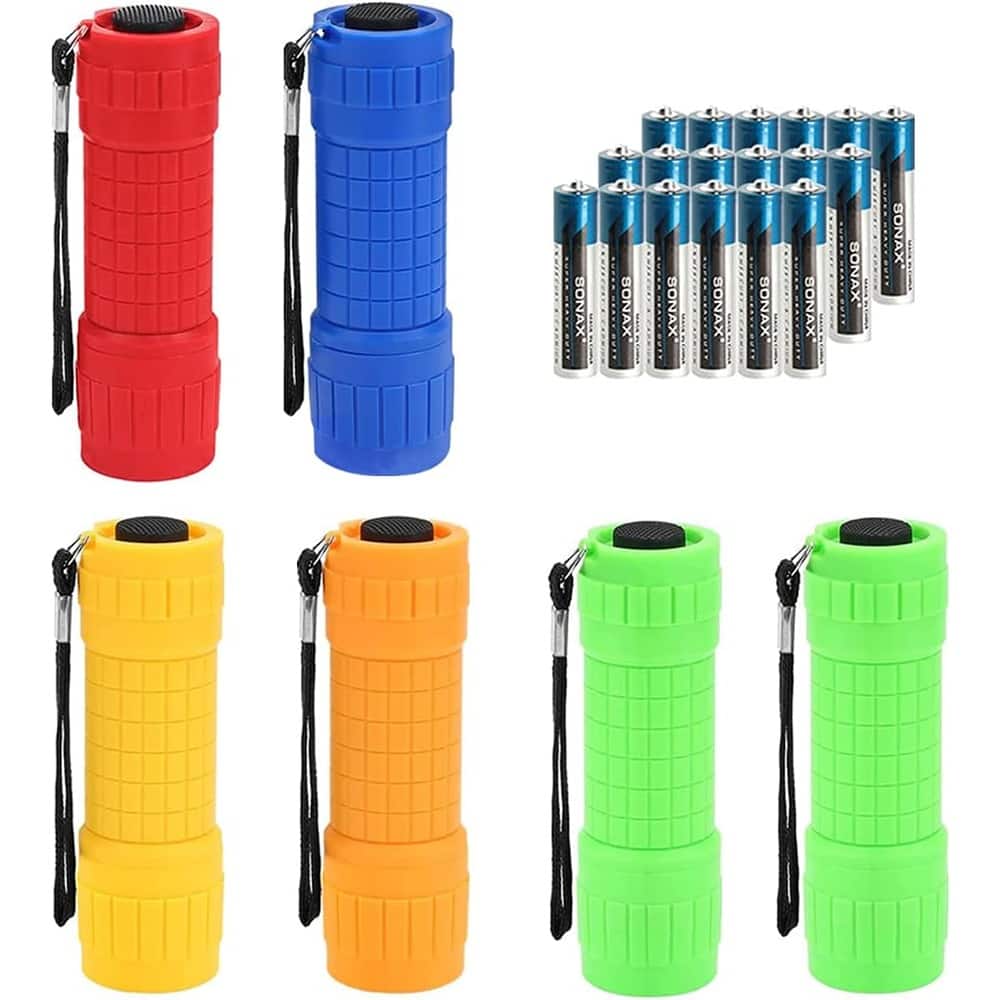 ACJPR - 6-Pack Mini COB LED Flashlights – 5 Colors, Lanyards, AAA Batteries Included