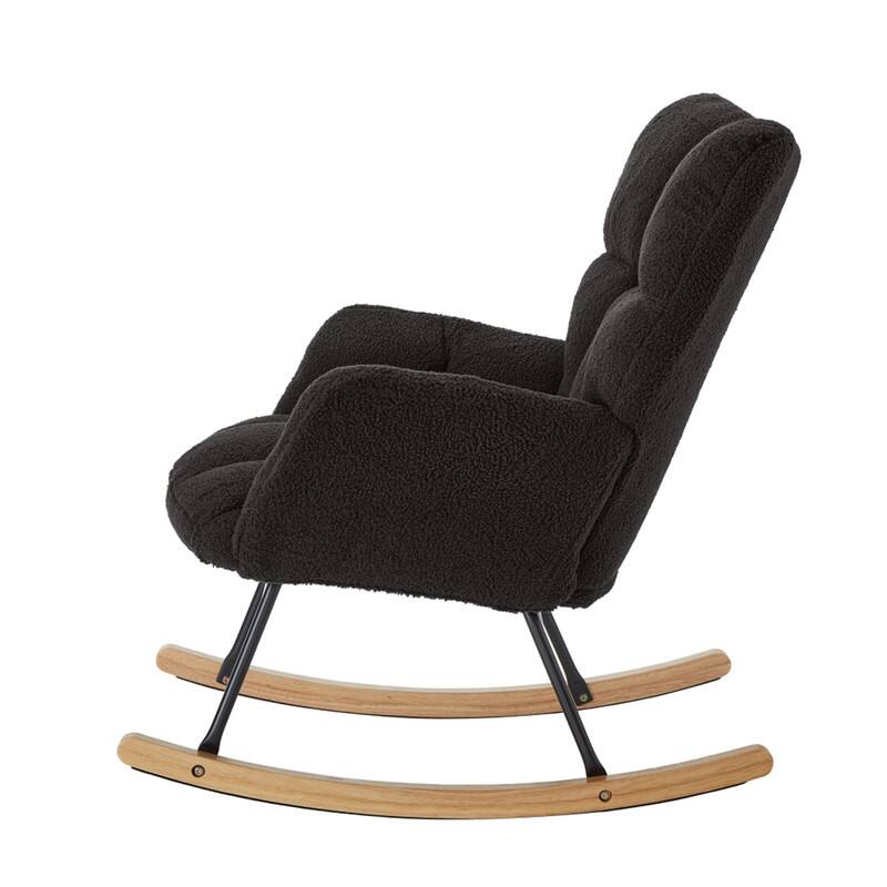 Alt View 8. HTUTWOO - Glider Chair for Living Room - Tufted Upholstered Teddy Fabric Rocking Chair, Metal Frame Accent Chair - Dark Gray.