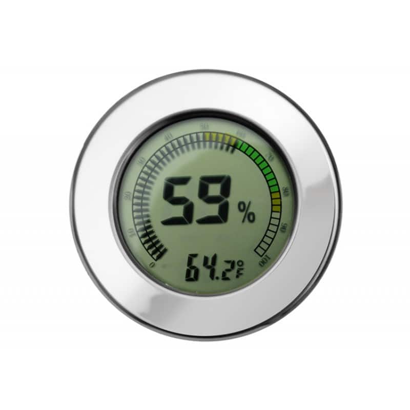 Prestige - Digital Hygrometer with Calibration (Silver) - Silver Polished Finish