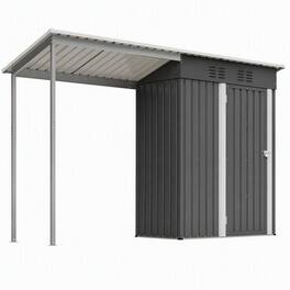 RYHNUYNE - 2-in-1 Steel Shed Pergola 5x3 ft Lockable Storage Covered Patio Powder-Coated Frame - Gray