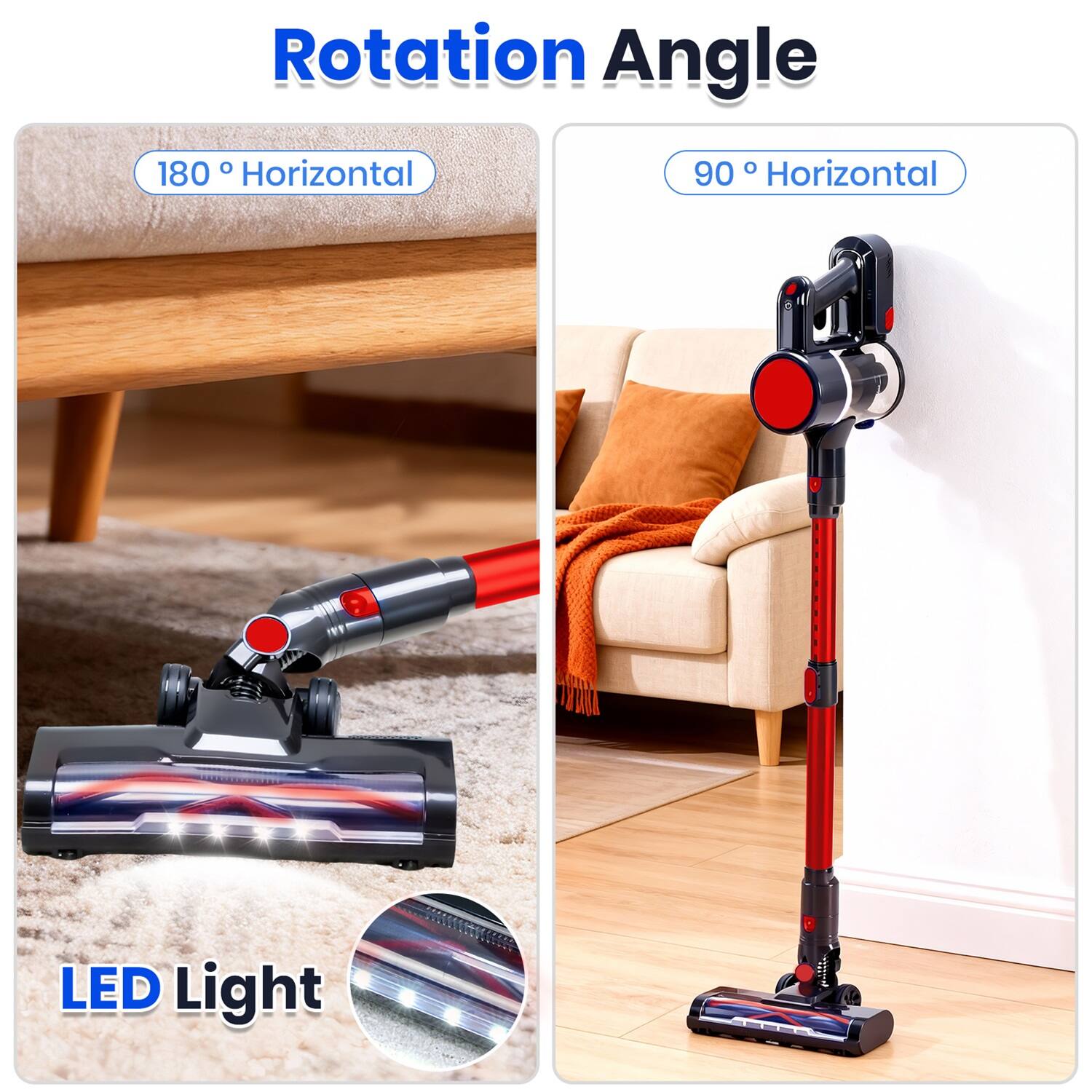 Rotation Angle  
180° Horizontal  
90° Horizontal  
LED Light