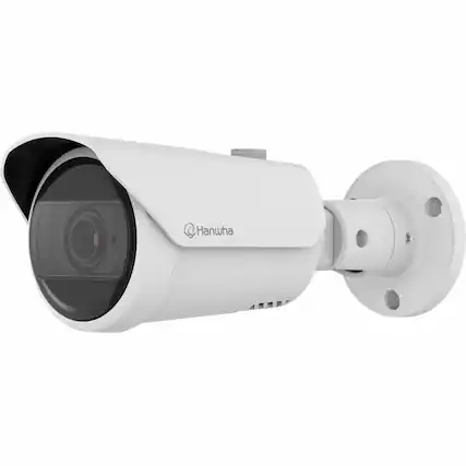 Front. Samsung - Hanwha QNO-C9083R 8 Megapixel 4K Network Camera - Color - Bullet - White - 98.43 ft Infrared Night Vision - H.265 - Color.