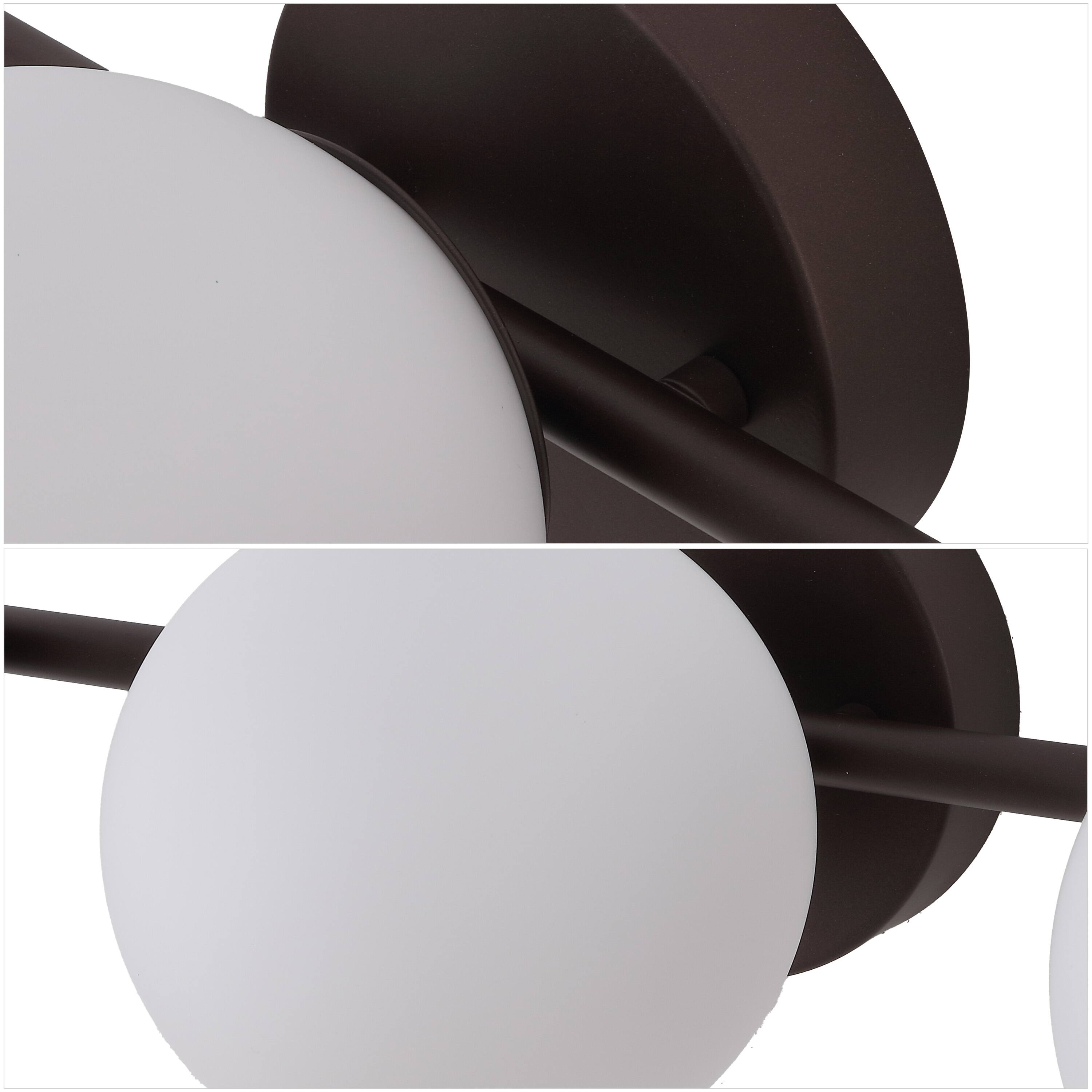 Alt View 4. Jonathan Y - Nash 23" Mid-Century Modern Oil Rubbed Bronze 3-Light Metal Vanity Light with White Glass Globe Shades Wall Sconce - Oil Rubbed Bronze.