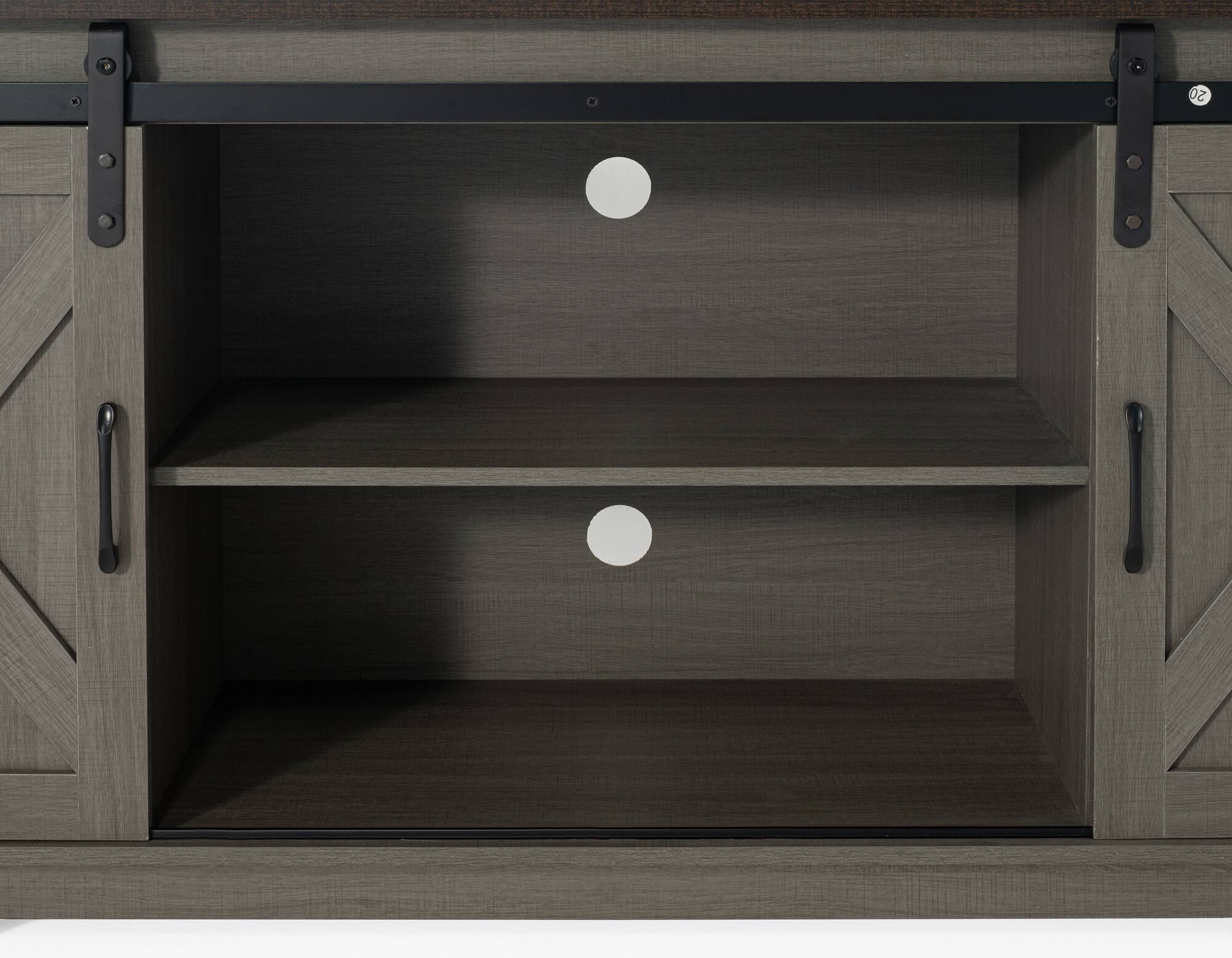 Alt View 4. Vaczon - 56" Farmhouse Tv Stand with Storage and Sliding Barn Doors, Media TV Stand Table for Living Room, Bedroom - Gray.