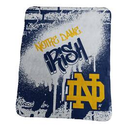 Logo Brands - Notre Dame Fighting Irish 50" x 60" Classic Graffiti Fleece Throw Blanket - Navy