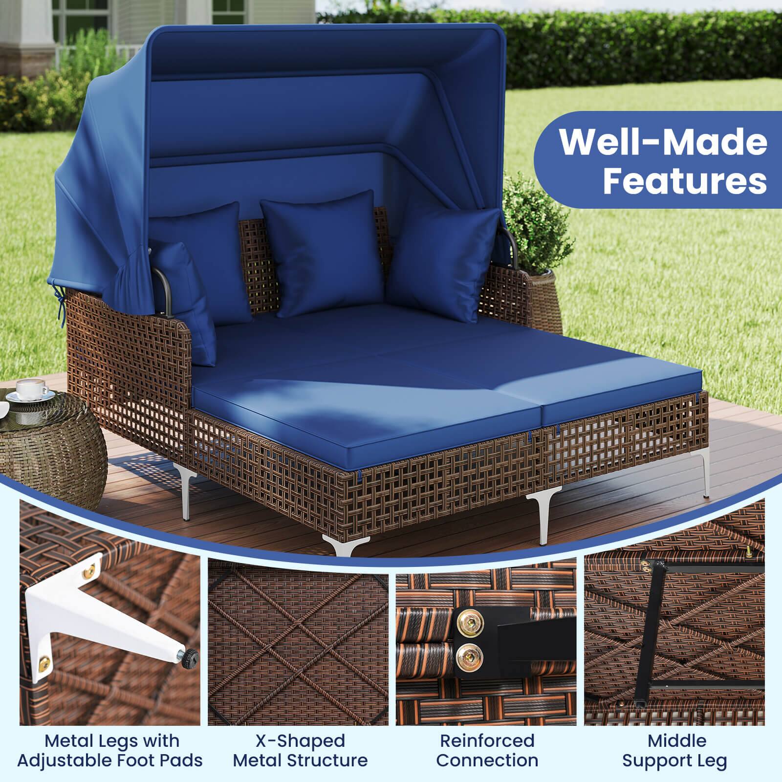 Well-Made Features

- Metal Legs with Adjustable Foot Pads
- X-Shaped Metal Structure
- Reinforced Connection
- Middle Support Leg