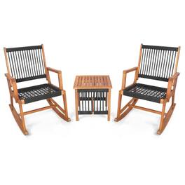 Boyel Living - 3 Pieces Acacia Wood Rocking Bistro Set 36.0-in L x 33.0-in W x 24.0-in H - Natural Wood