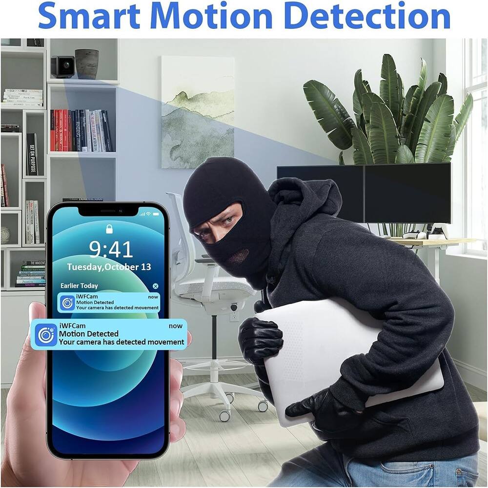 Smart Motion Detection

9:41  
Tuesday, October 13

Earlier Today  
iWFCam  
Motion Detected  
Your camera has detected movement

iWFCam  
Motion Detected  
Your camera has detected movement