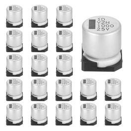 Unique Bargains - 1000uF 25V SMD Aluminum Electrolytic Capacitor, Low Impedance, 12.5x13.5mm, 20pcs, for TV/Computer/DIY - Silver