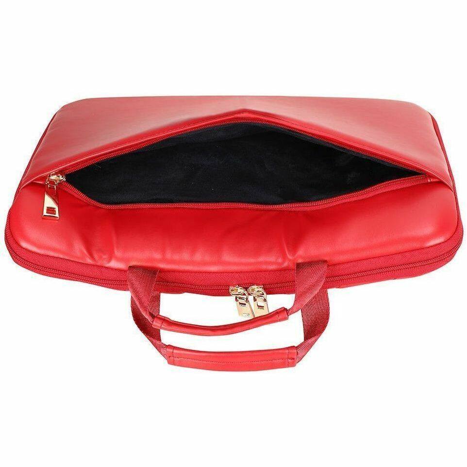 Alt View 1. ECO STYLE - Sandy Lisa Capri Carrying Case (Sleeve) for 14" Notebook - Red - Scratch Resistant - Chevron Printed - Handle - 10.4" - Red.