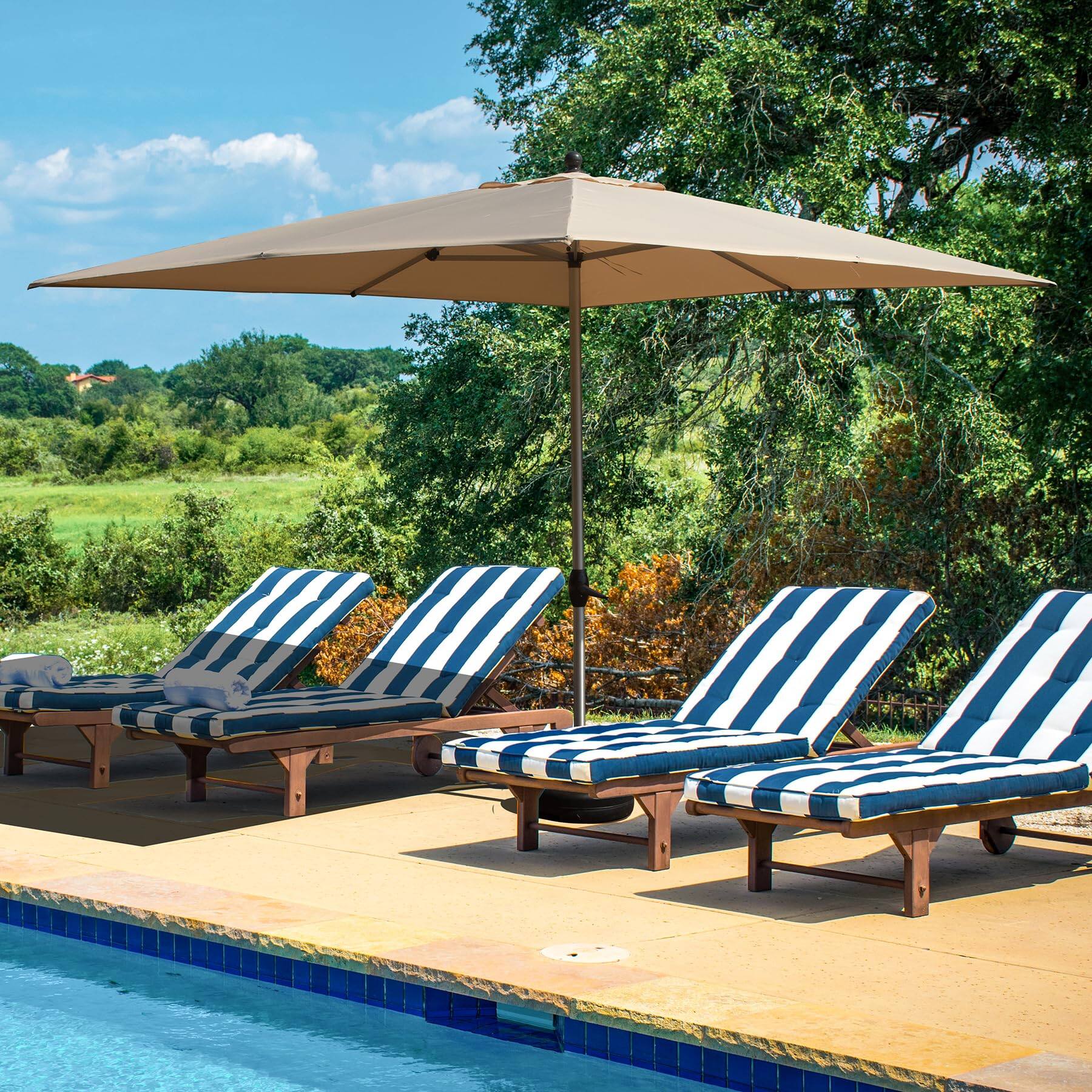 Alt View 9. Ecooso - Rectangle Patio Umbrella with Crank Lift(Base not included) - Beige.