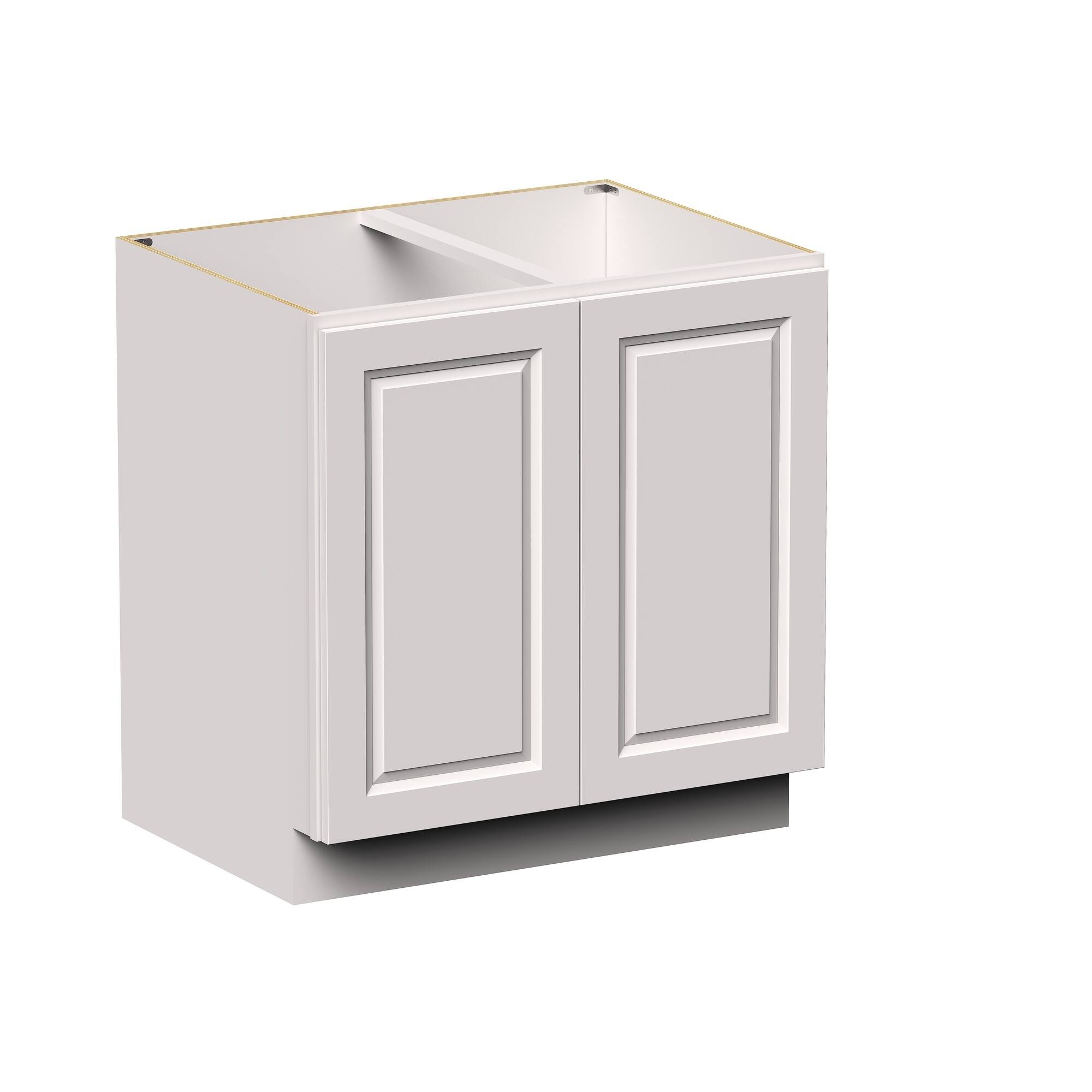 Angle. Boyel Living - 33-in W x 34.5-in H x 24-in D Shaker Full-Height Door Kitchen Base Cabinet with Soft-Close Hinges - Glacier White.