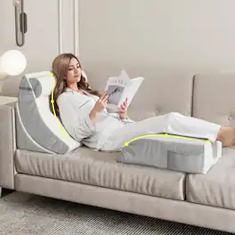 wowmax - 5-Piece Bed Wedge Set for Orthopedic Support & Comfort, Adjustable Post-Surgery Pillows - White - Gray