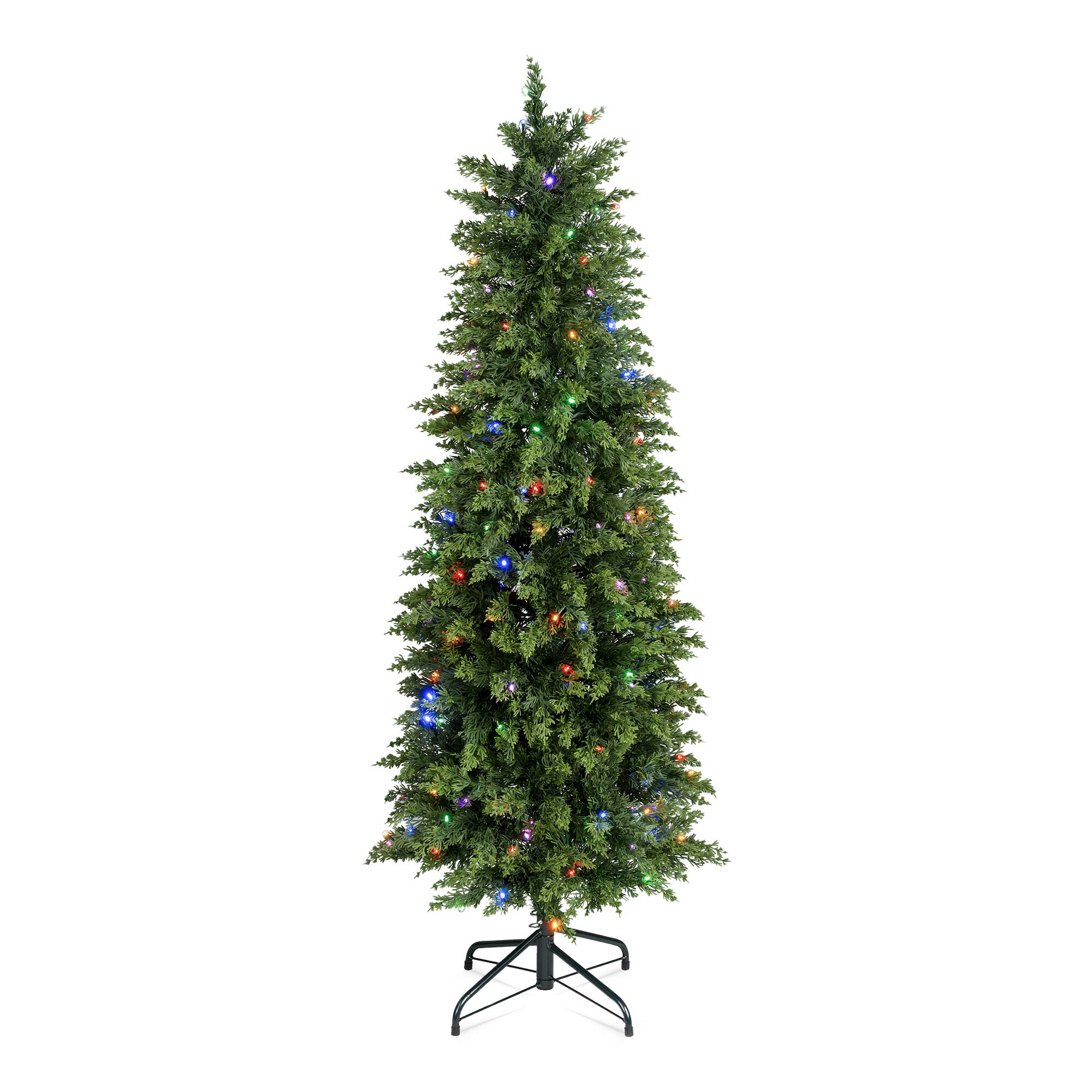 Angle. Glitzhome - 5ft Pre-lit Christmas Artificial Cypress Tree with 150 Twinkling Lights - Green.