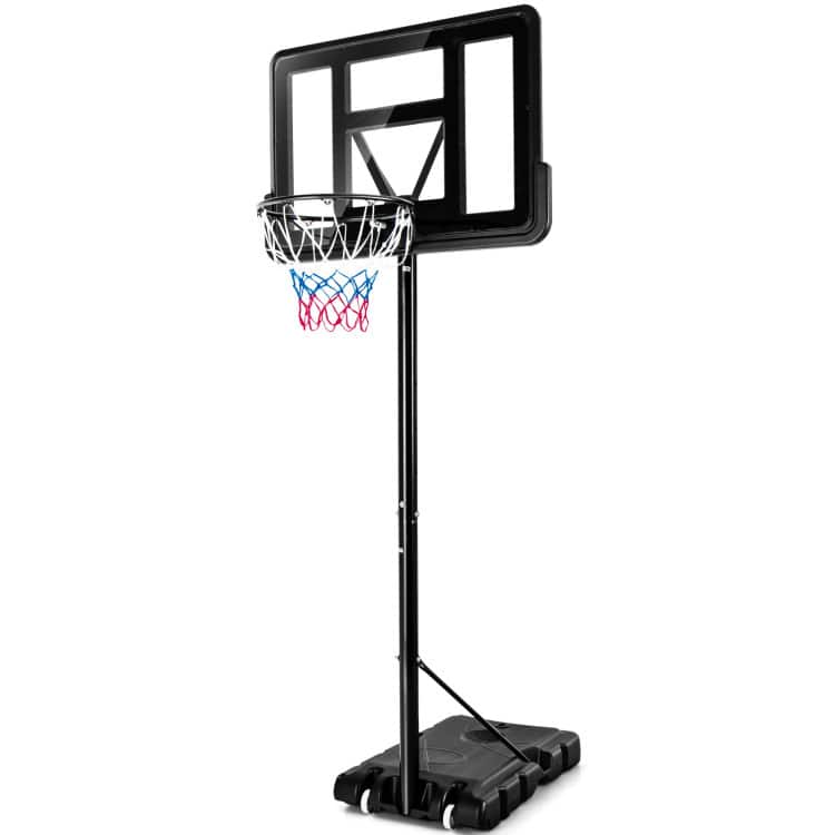 SlickBlue - Adjustable Portable Basketball Hoop Stand with Shatterproof Backboard Wheels - Black, Red