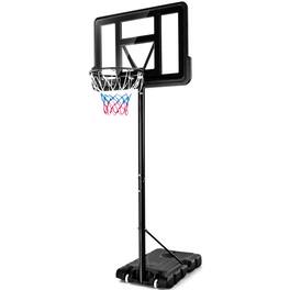 SlickBlue - Adjustable Portable Basketball Hoop Stand with Shatterproof Backboard Wheels - Black, Red