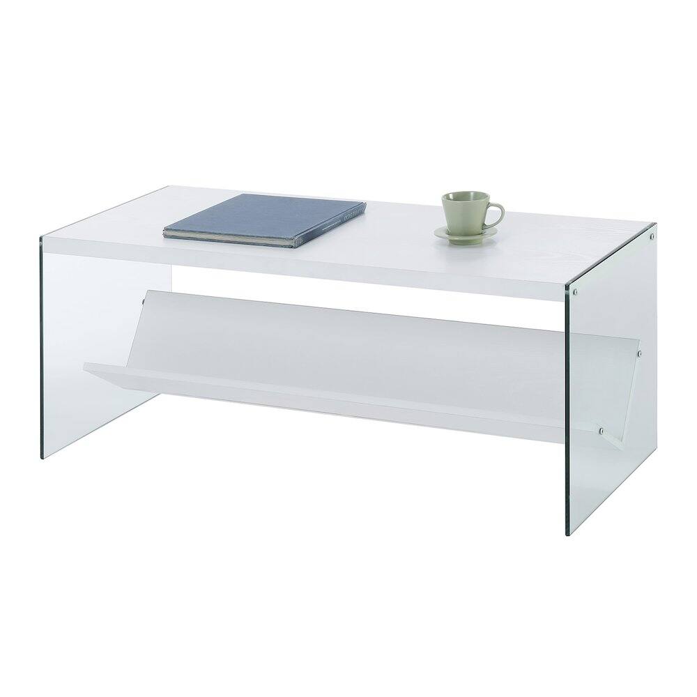Angle. Convenience Concepts - SoHo Glass Coffee Table with Shelf - White/Glass.