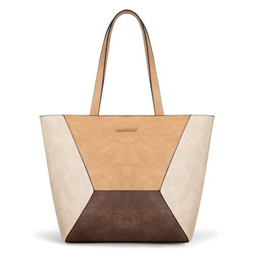Front. ESBANY - Tote Bag for Women Work Top Handle Handbags and Purses - Z Three Chocolate.