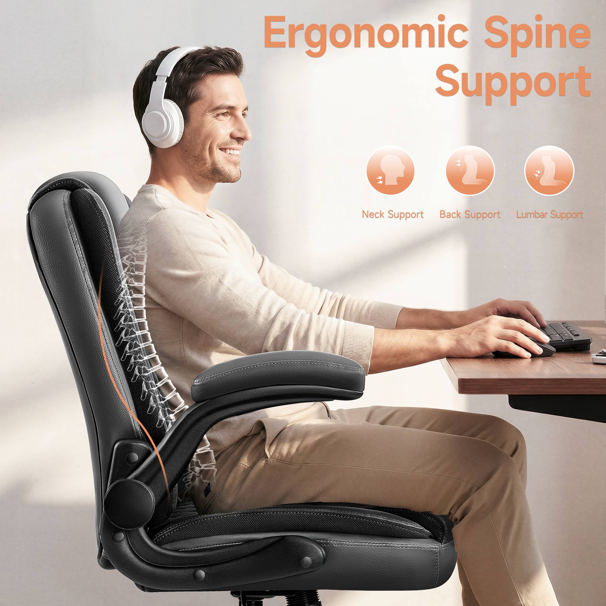 Ergonomic Spine Support  
Neck Support  
Back Support  
Lumbar Support