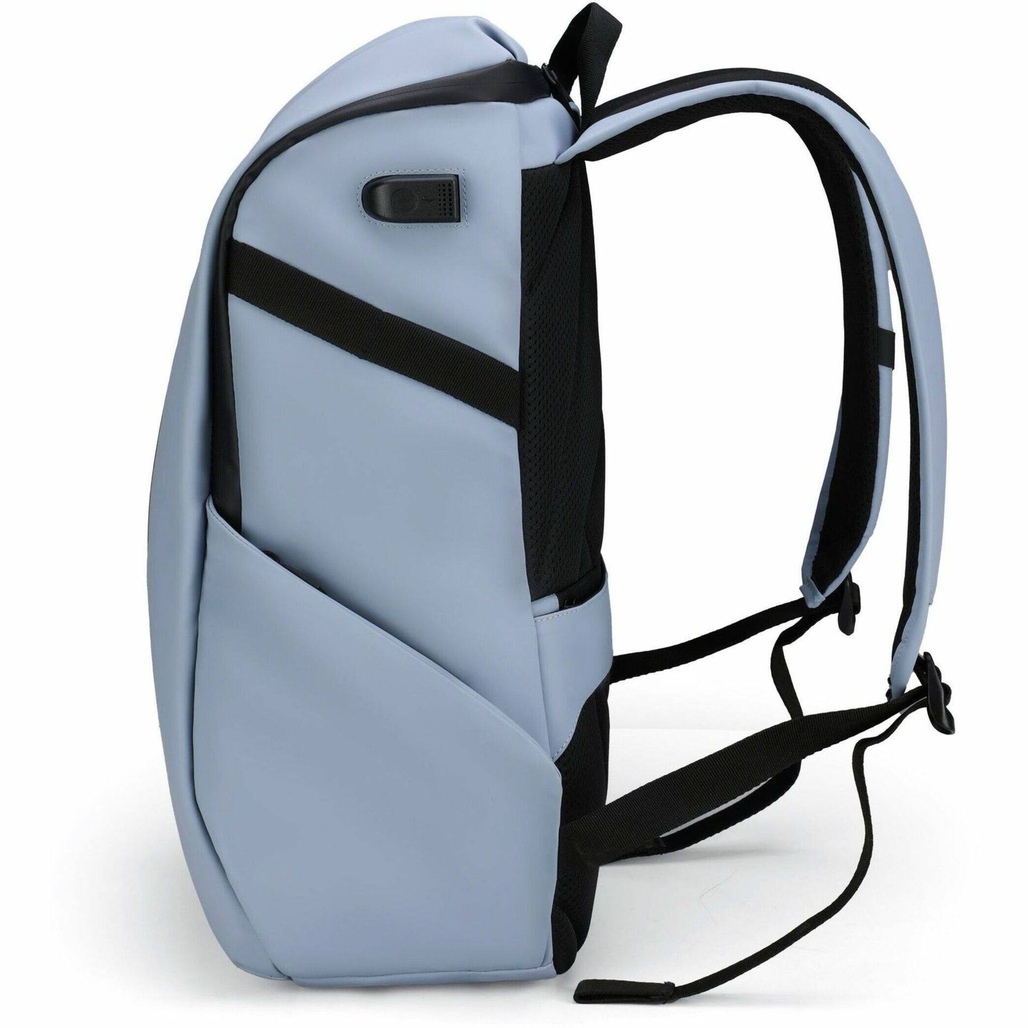 Left. Swissdigital Design - LAMONE L LED TSA-Friendly Water-Resistant Backpack With USB Charging Port  RFID Protection and Fits Up to 16″ Laptop - Light Blue.
