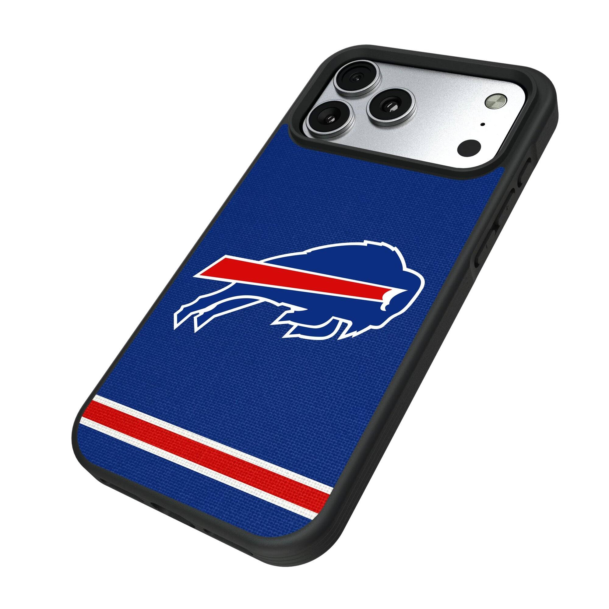 Alt View 1. Keyscaper - Buffalo Bills iPhone Stripe Design Bump Case - 15 Pro Max - Multicolor.