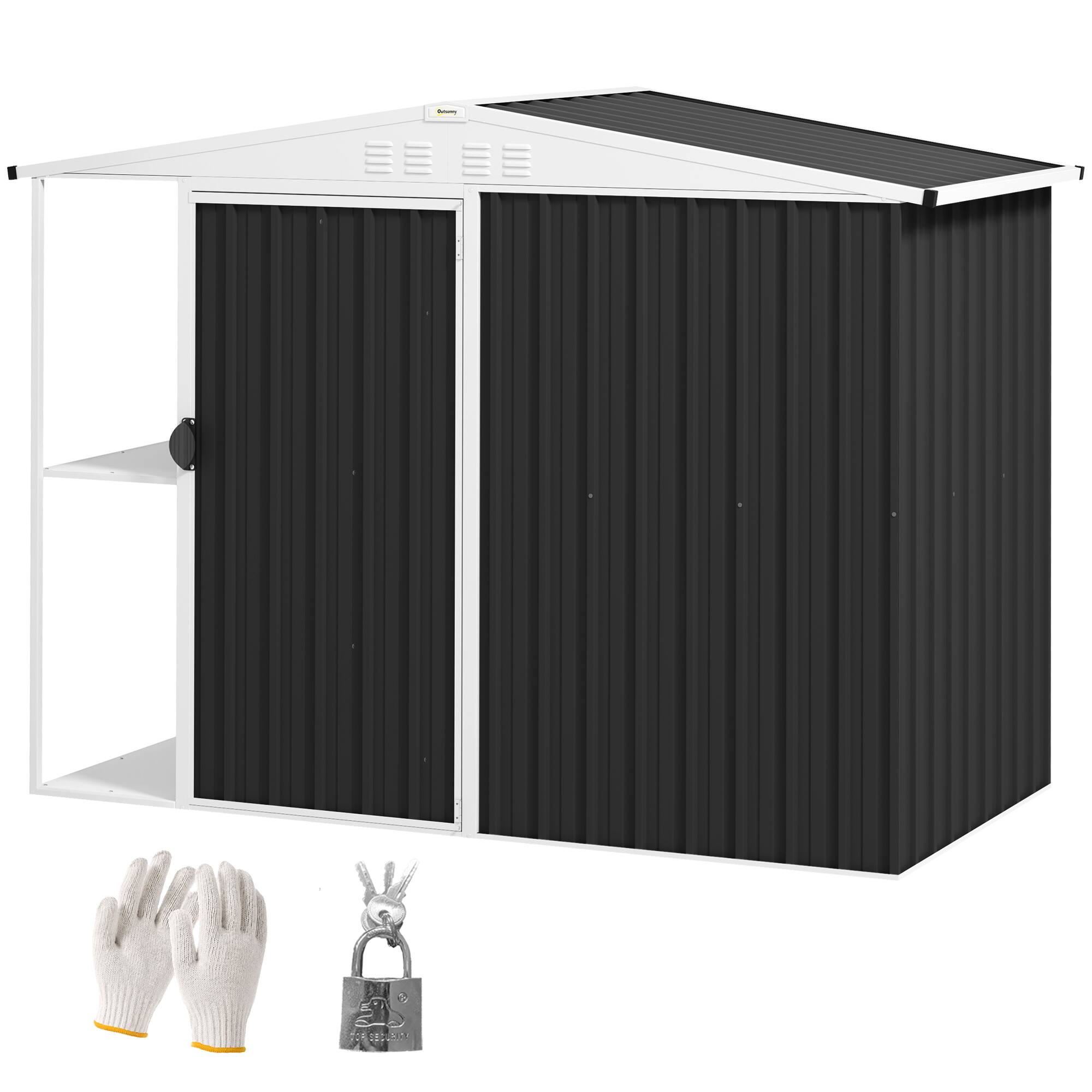 Front. Outsunny - x 4ft Outdoor Garden Shed, Metal Shed with Air Vents and Lock for Backyard, Garden, Patio.