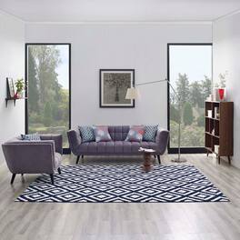 Modway - Alika Abstract Diamond Trellis Area Rug - Ivory and Navy