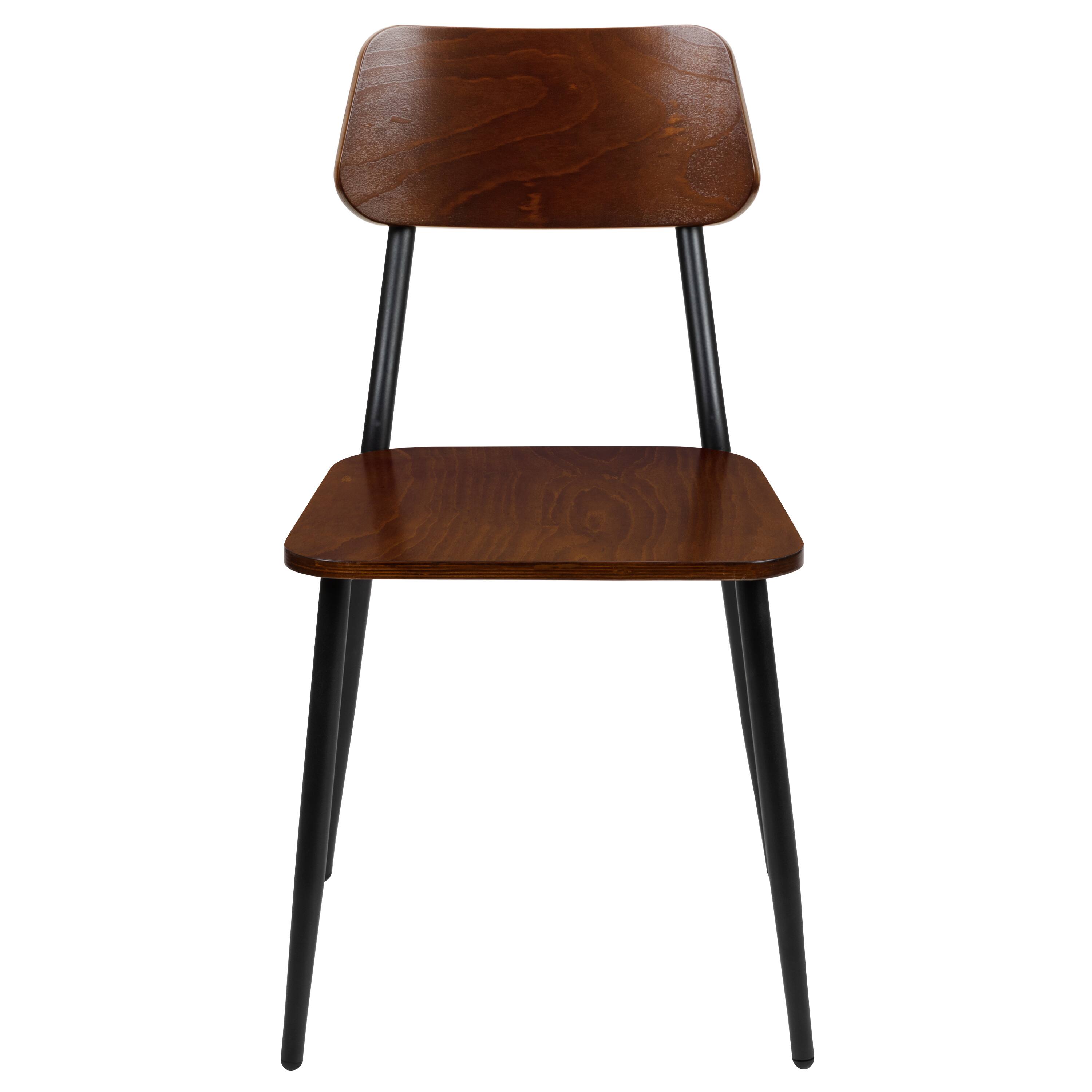 Alt View 8. Emma + Oliver - 2 Pack  Industrial Wood Dining Chair with Steel Frame - Mahogany.